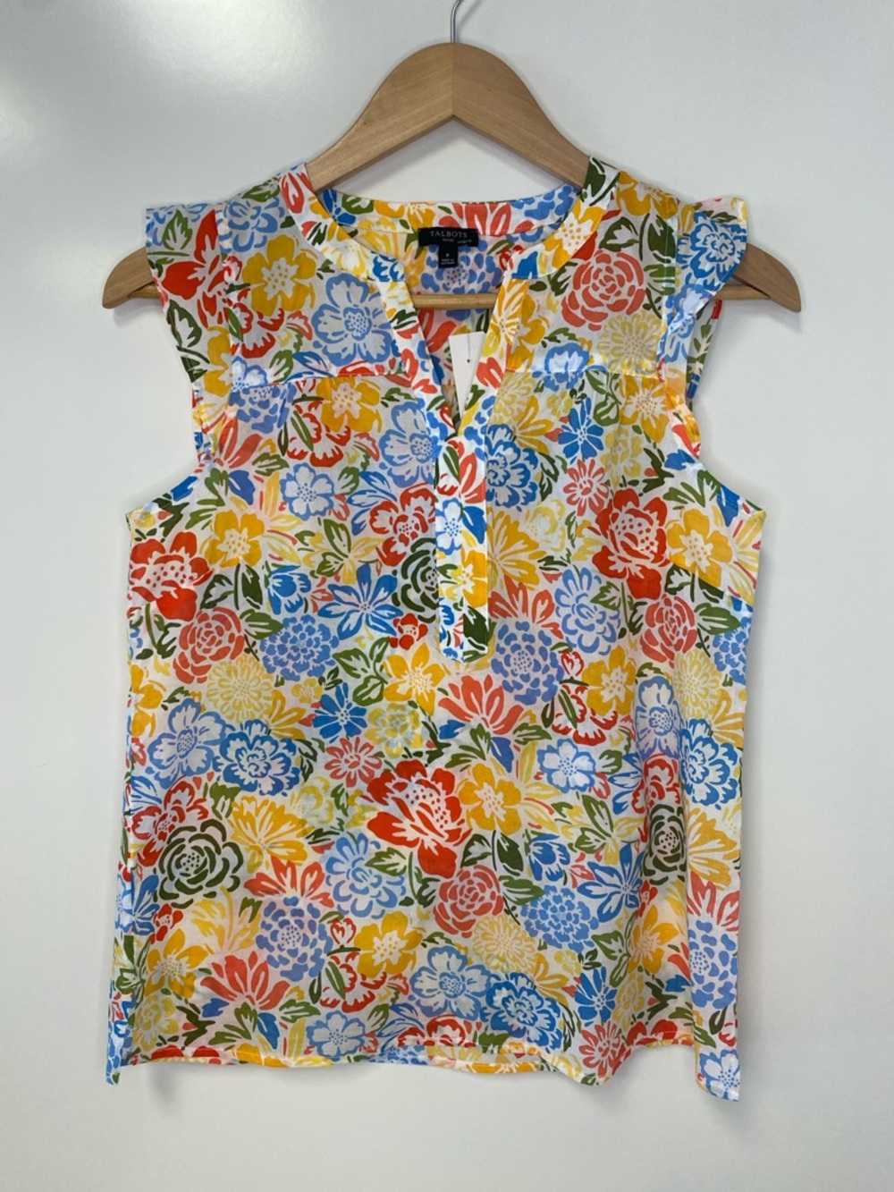 Talbots Floral Split-Neck Sleeveless Top